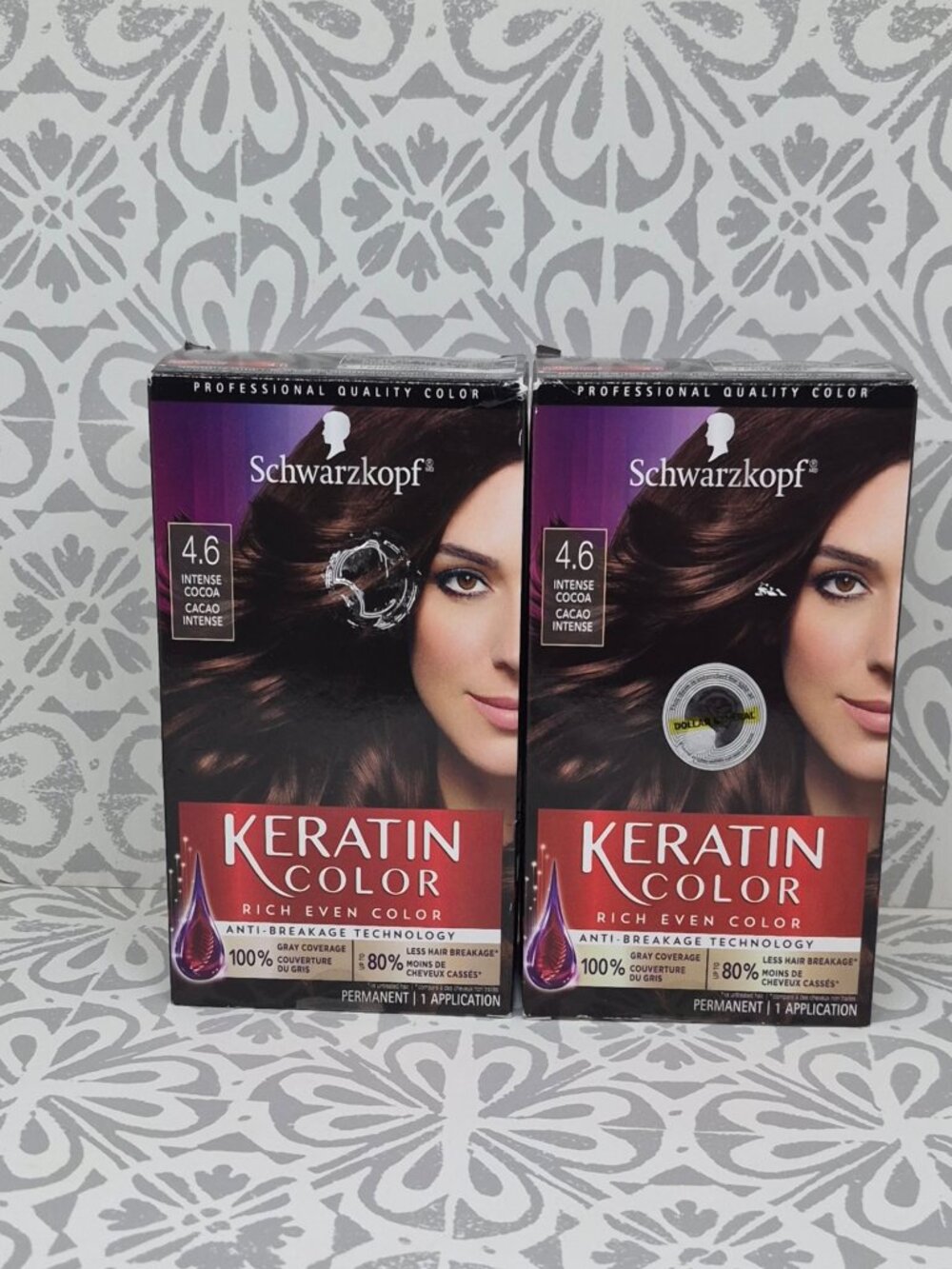 Schwarzkopf Keratin Color Permanent Hair Color, 4.6 Intense Cocoa 4 Boxes